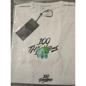 100 Thieves x Pokémon Collab Bulbasaur Core T-Shirt – White (Size Small)